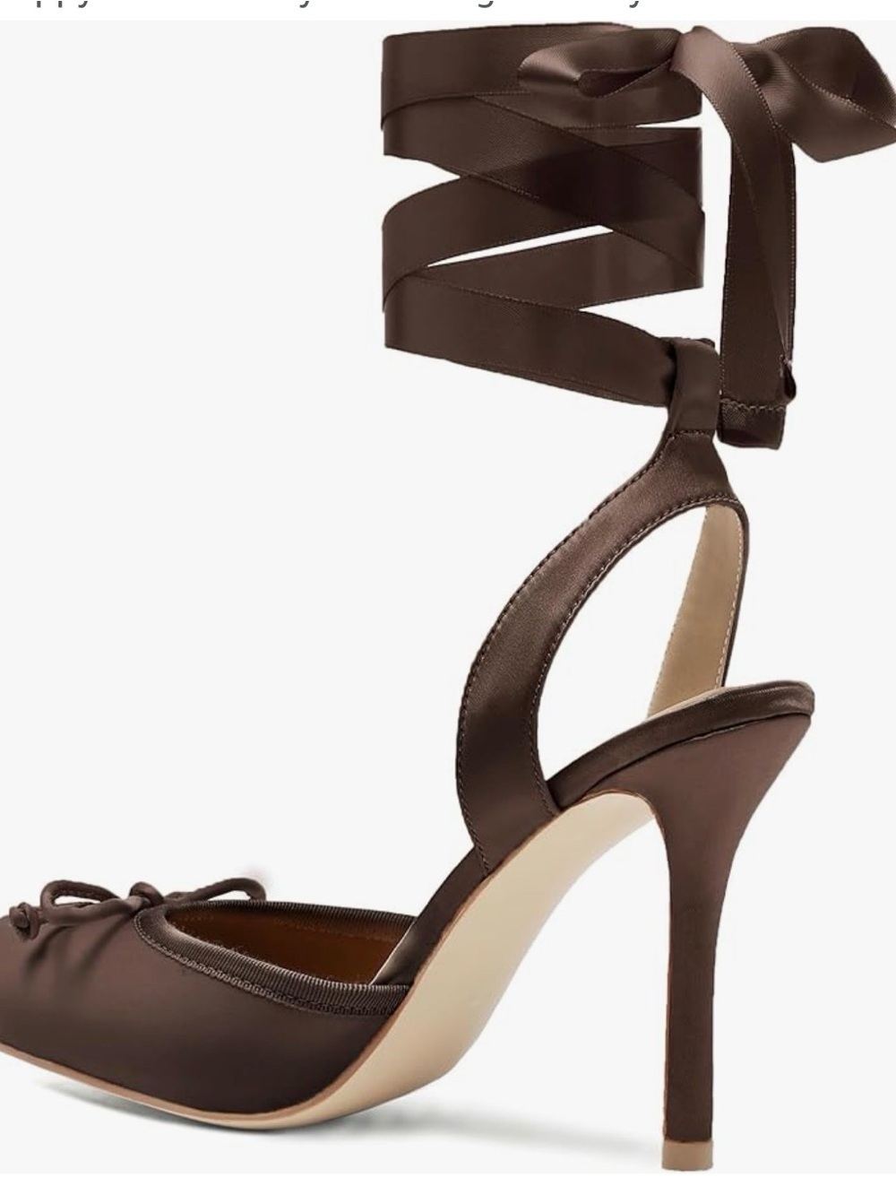Brown Satin Lace-Up ballet Heels.